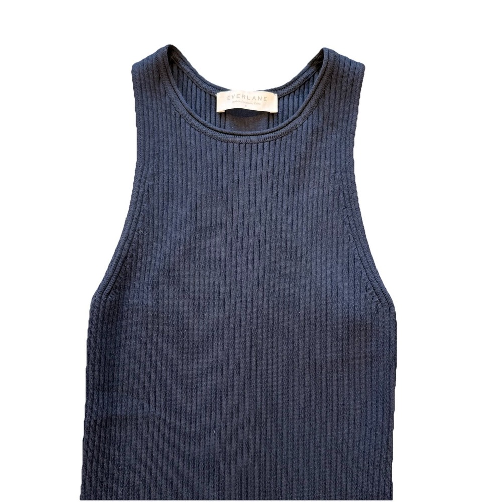 Everlane Tank Dress Small Ribbed‎ Navy Knit Maxi Long Razor Back